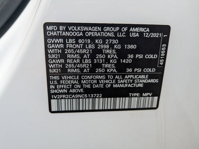 2022 Volkswagen Atlas 3.6L V6 SEL Premium R-Line