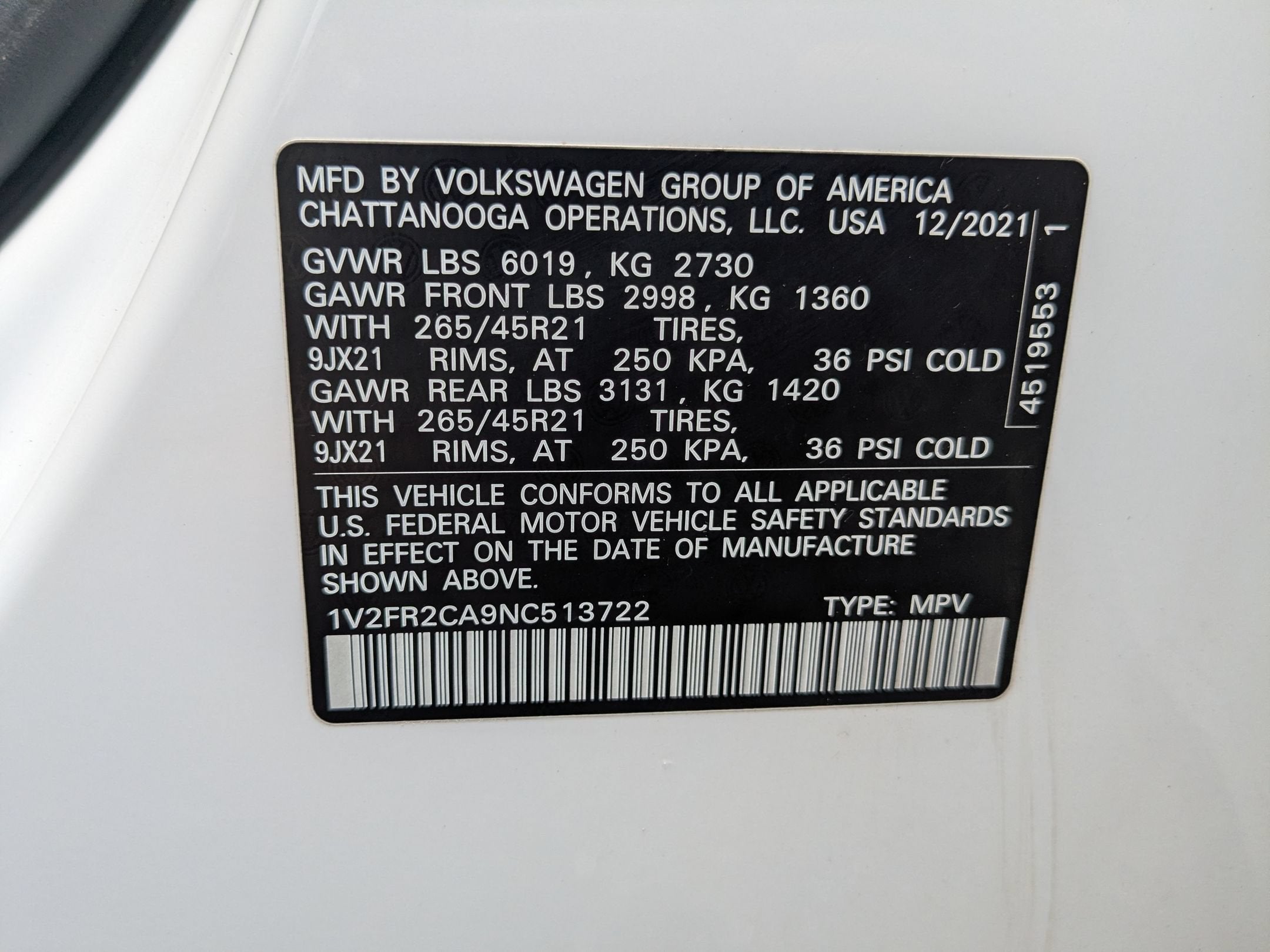 2022 Volkswagen Atlas 3.6L V6 SEL Premium R-Line