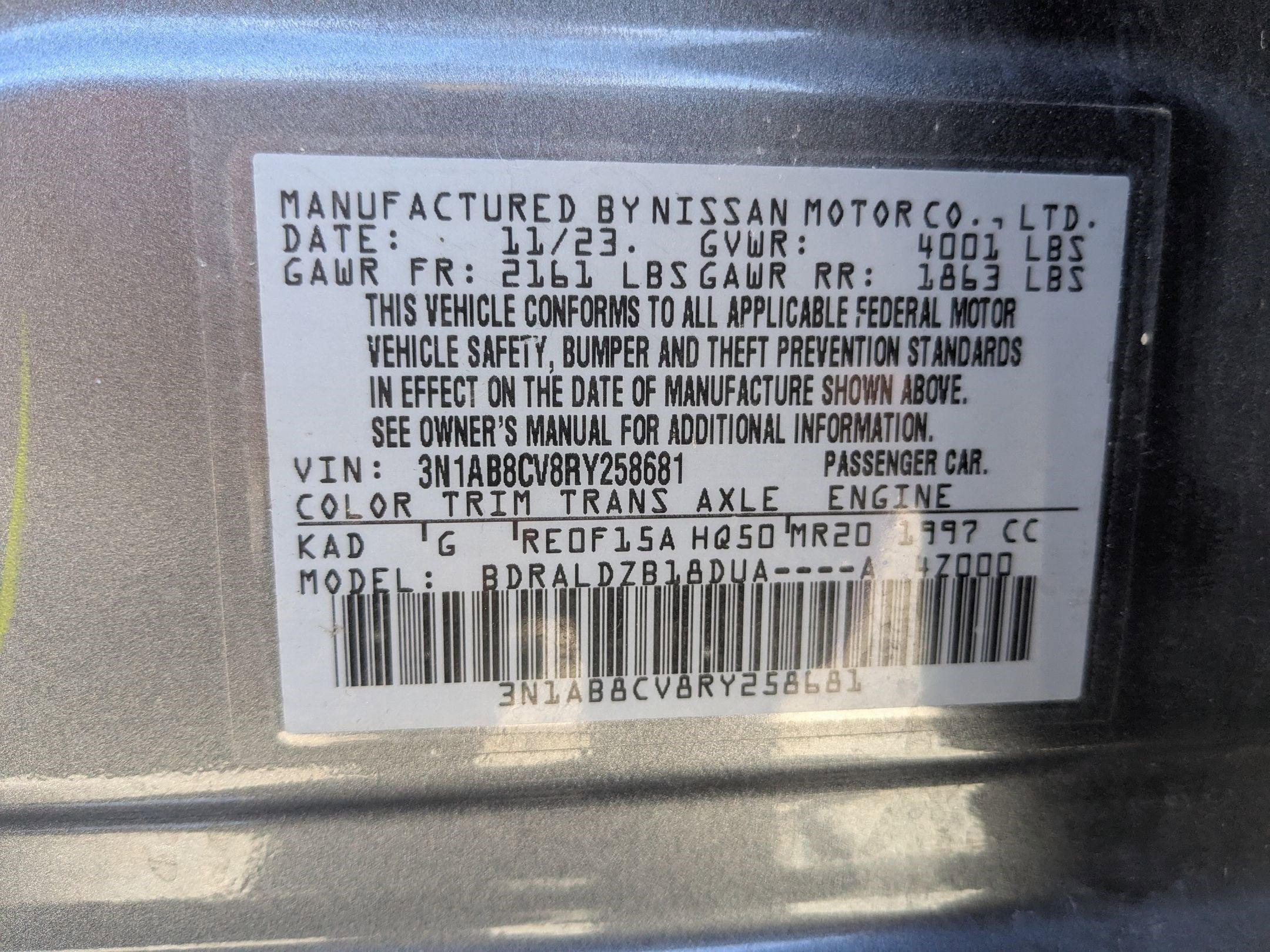 2024 Nissan Sentra SV Xtronic CVT