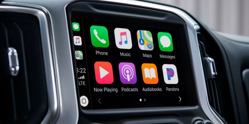 Silverado 1500 infotainment screen displaying Apple CarPlay