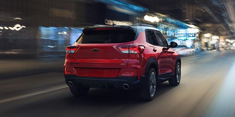 2021 Chevrolet Trailblazer driving through a city at night